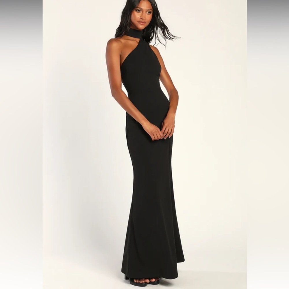 Black Asymmetrical Cutout Gown